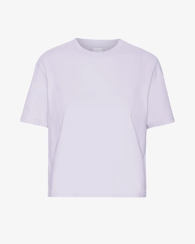Ekologisk boxig kort T-shirt – mjuk lavendel