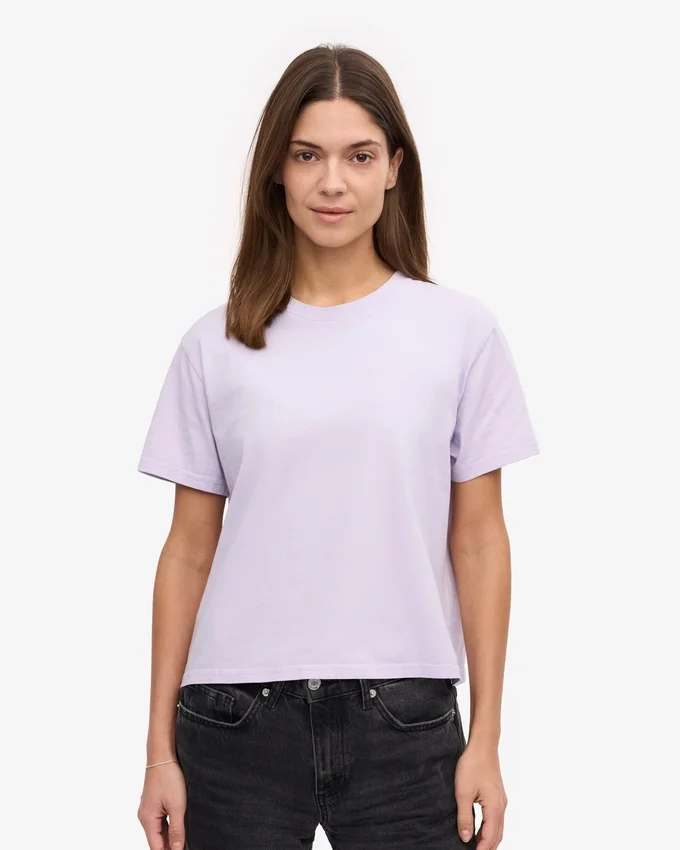 Ekologisk boxig kort T-shirt – mjuk lavendel