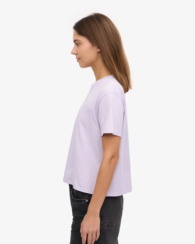 Ekologisk boxig kort T-shirt – mjuk lavendel