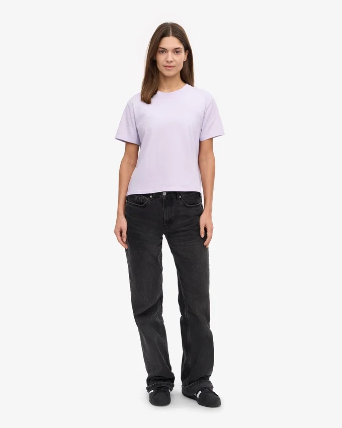 Ekologisk boxig kort T-shirt – mjuk lavendel