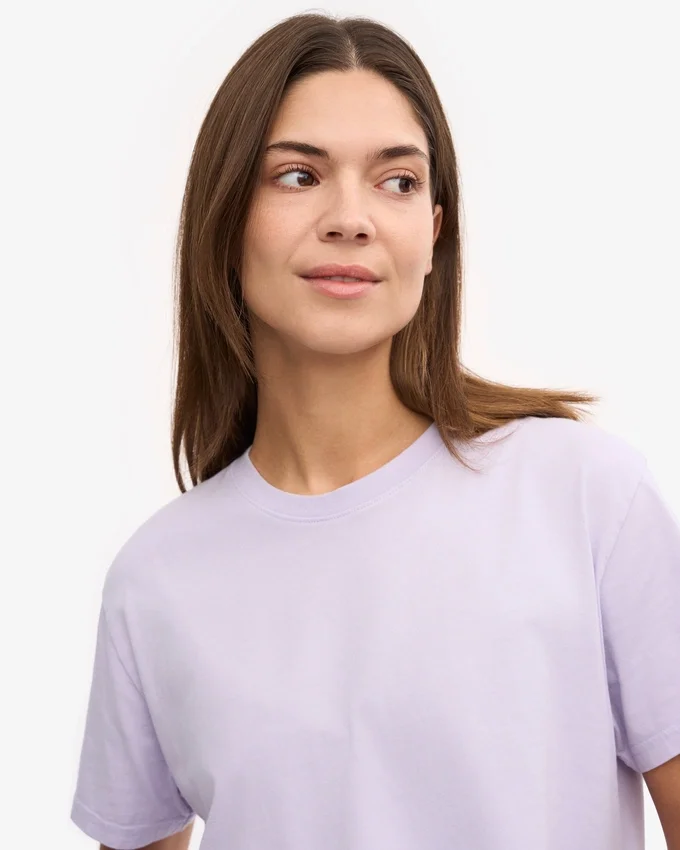 Ekologisk boxig kort T-shirt – mjuk lavendel