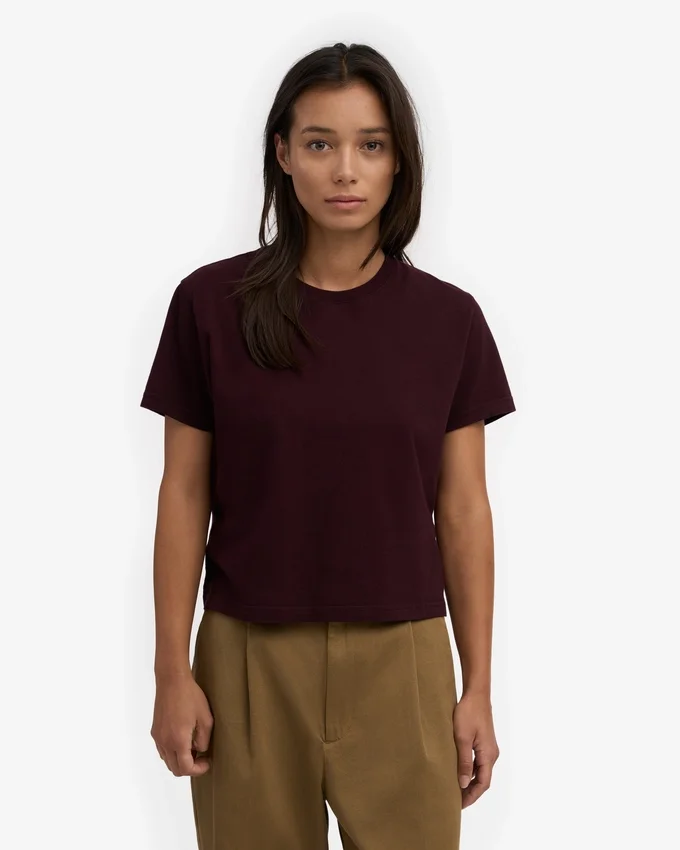 Ekologisk boxig kort T-shirt – oxblodsröd