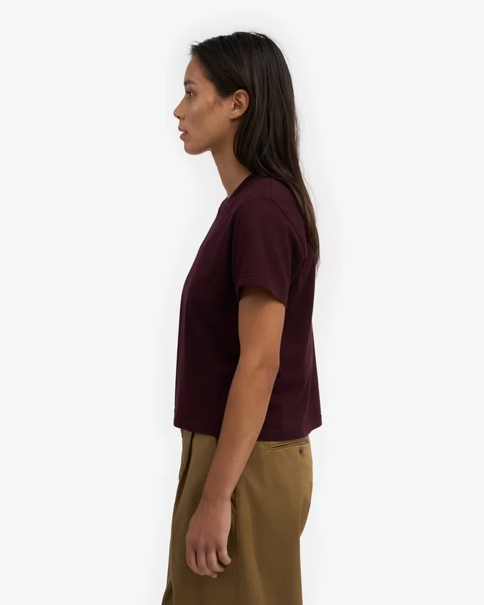 Ekologisk boxig kort T-shirt – oxblodsröd