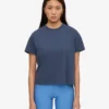 Ekologisk boxig kort T-shirt – petrolblå