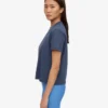 Ekologisk boxig kort T-shirt – petrolblå