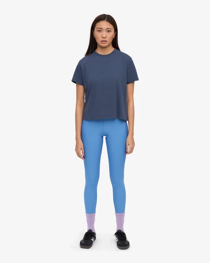 Ekologisk boxig kort T-shirt – petrolblå