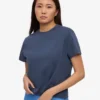 Ekologisk boxig kort T-shirt – petrolblå