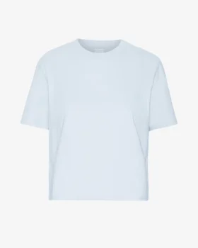 Ekologisk boxig kort T-shirt – polarblå