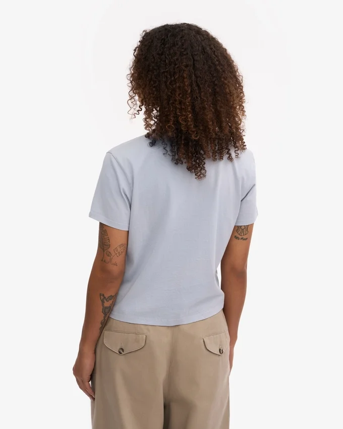 Ekologisk boxig kort T-shirt – polarblå