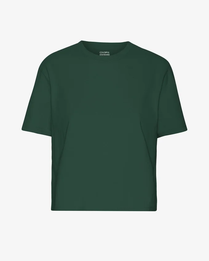 Ekologisk boxig kort T-shirt – smaragdgrön