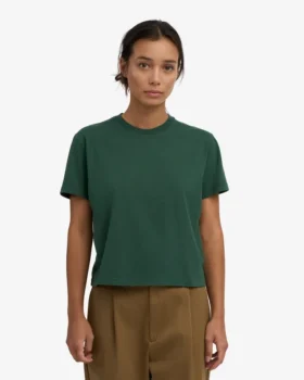 Ekologisk boxig kort T-shirt – smaragdgrön