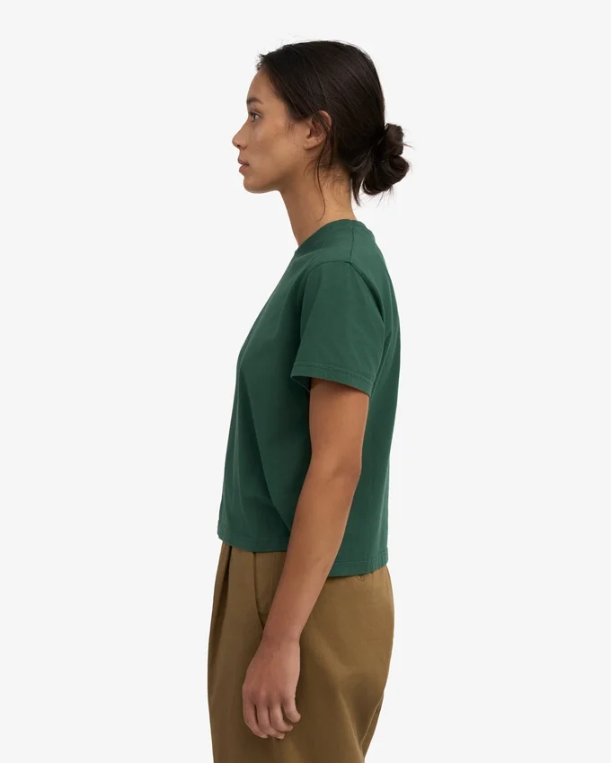 Ekologisk boxig kort T-shirt – smaragdgrön