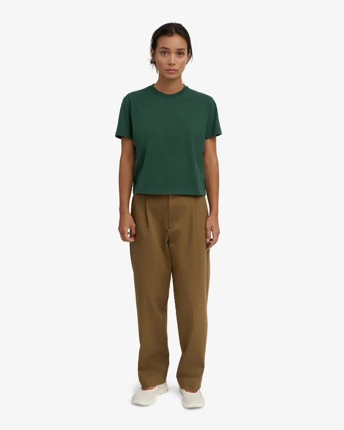 Ekologisk boxig kort T-shirt – smaragdgrön