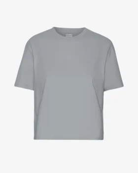 Ekologisk boxig kort T-shirt – stålblå
