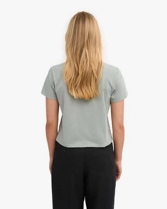 Ekologisk boxig kort T-shirt – stålblå