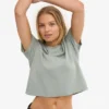 Ekologisk boxig kort T-shirt – stålblå
