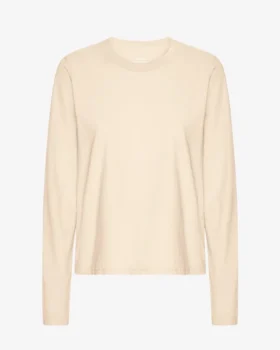 Ekologisk dam-T-shirt med långa ärmar – elfenbensvit