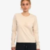 Ekologisk dam-T-shirt med långa ärmar – elfenbensvit