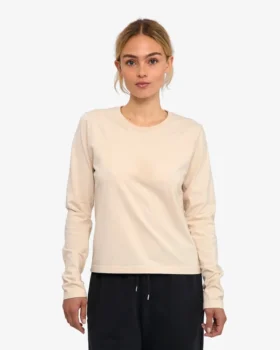 Ekologisk dam-T-shirt med långa ärmar – elfenbensvit
