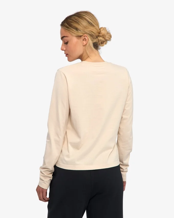 Ekologisk dam-T-shirt med långa ärmar – elfenbensvit