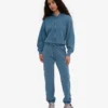 Ekologisk kort hoodie med dragkedja – blekt indigo