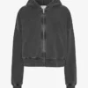 Ekologisk kort hoodie med dragkedja – blekt svart