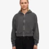 Ekologisk kort hoodie med dragkedja – blekt svart