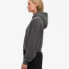 Ekologisk kort hoodie med dragkedja – blekt svart