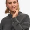 Ekologisk kort hoodie med dragkedja – blekt svart