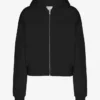 Ekologisk kort hoodie med dragkedja – djupsvart