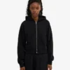 Ekologisk kort hoodie med dragkedja – djupsvart