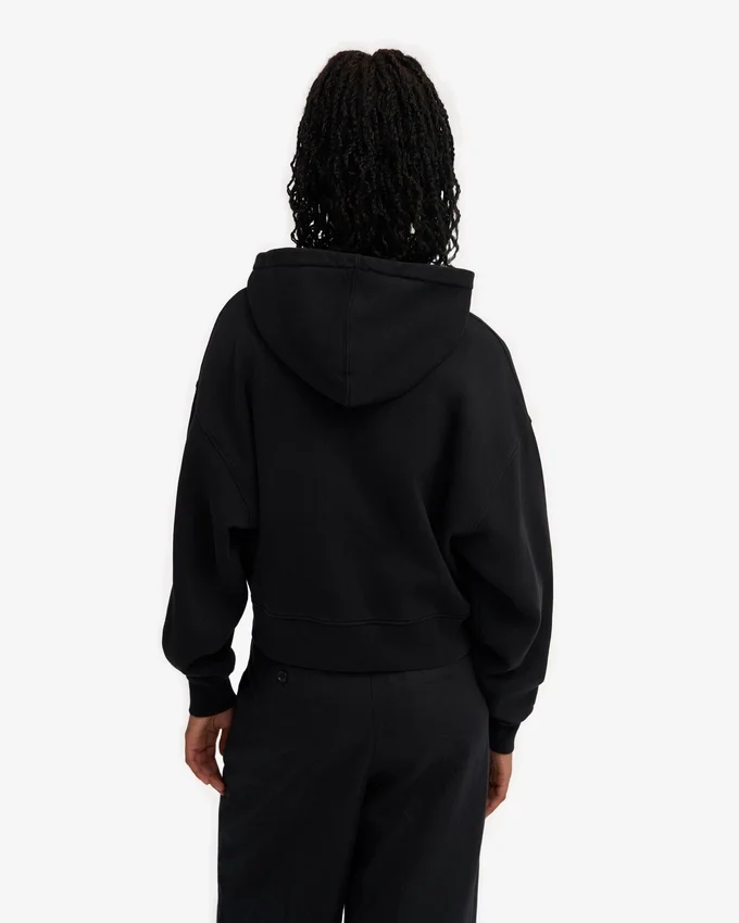 Ekologisk kort hoodie med dragkedja – djupsvart