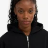 Ekologisk kort hoodie med dragkedja – djupsvart