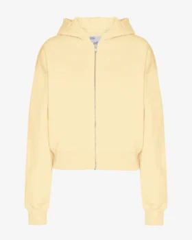 Ekologisk kort hoodie med dragkedja – mjukgul