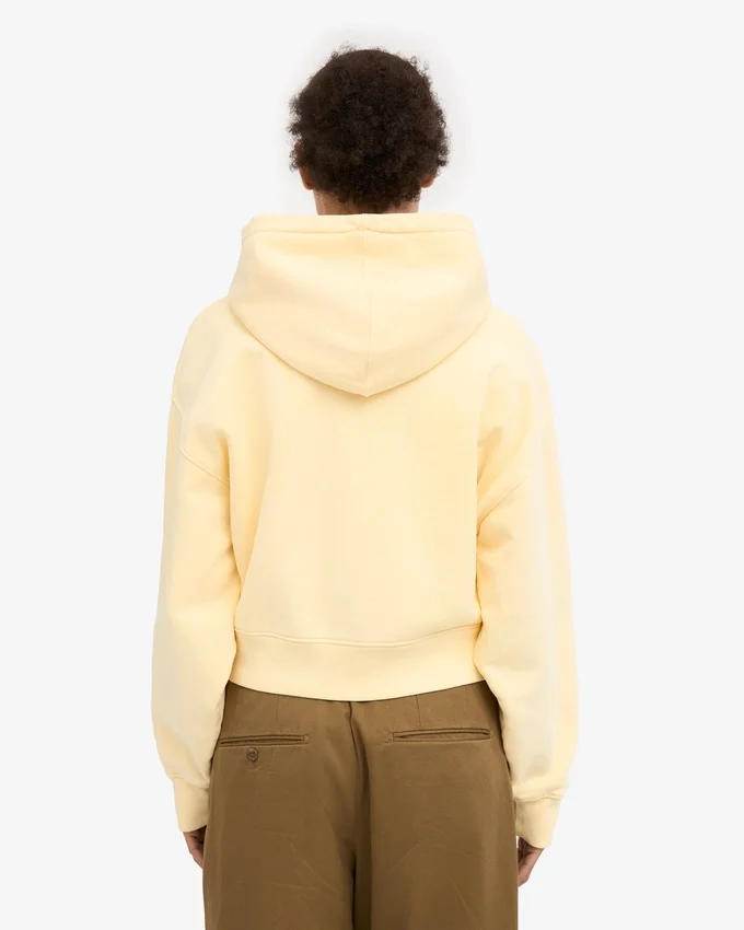 Ekologisk kort hoodie med dragkedja – mjukgul