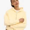 Ekologisk kort hoodie med dragkedja – mjukgul