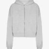 Ekologisk kort hoodie med dragkedja – snömelange