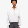 Ekologisk kort hoodie med dragkedja – snömelange