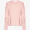 Ekologisk långärmad T-shirt för dam – blekt rosa