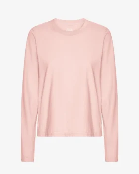Ekologisk långärmad T-shirt för dam – blekt rosa