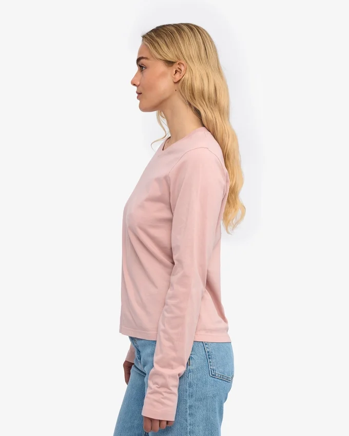 Ekologisk långärmad T-shirt för dam – blekt rosa