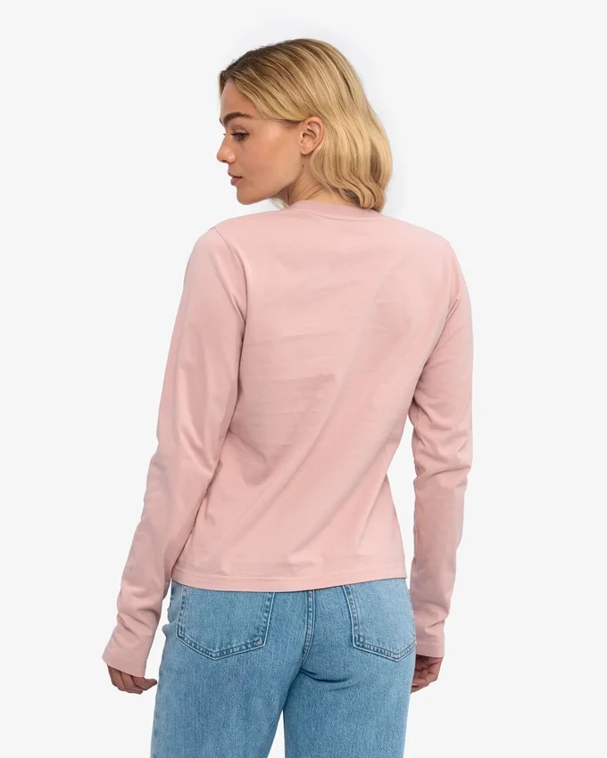 Ekologisk långärmad T-shirt för dam – blekt rosa