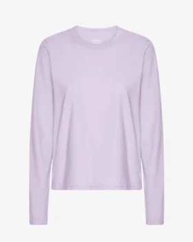 Ekologisk långärmad T-shirt för dam – mjuk lavendel