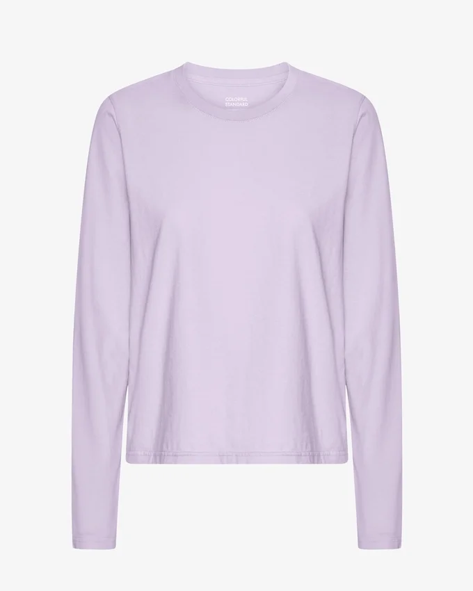 Ekologisk långärmad T-shirt för dam – mjuk lavendel