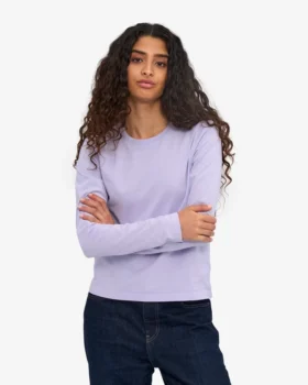 Ekologisk långärmad T-shirt för dam – mjuk lavendel