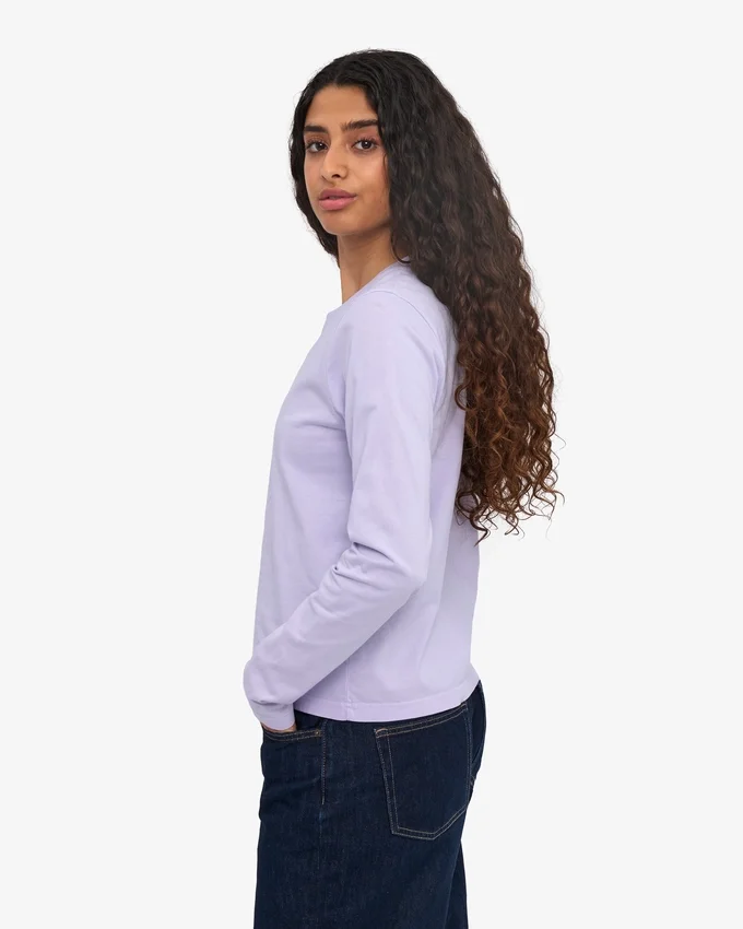 Ekologisk långärmad T-shirt för dam – mjuk lavendel