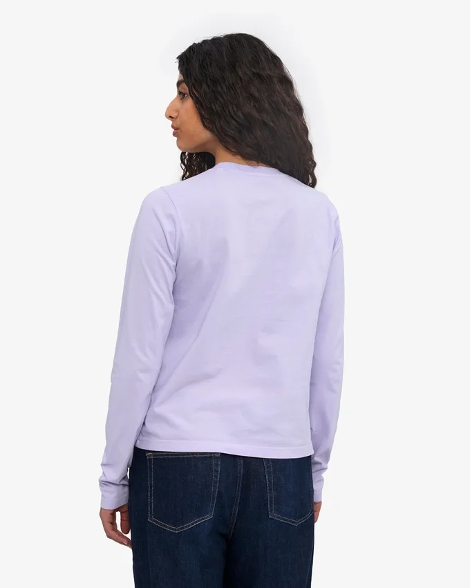 Ekologisk långärmad T-shirt för dam – mjuk lavendel