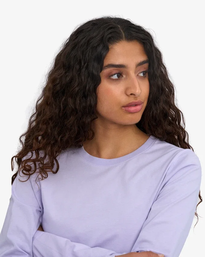 Ekologisk långärmad T-shirt för dam – mjuk lavendel