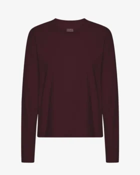 Ekologisk långärmad T-shirt för dam – oxblodsröd
