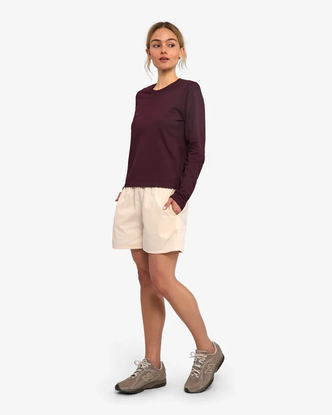 Ekologisk långärmad T-shirt för dam – oxblodsröd